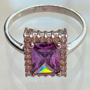 Princess Cut Square Silver .925 Ring